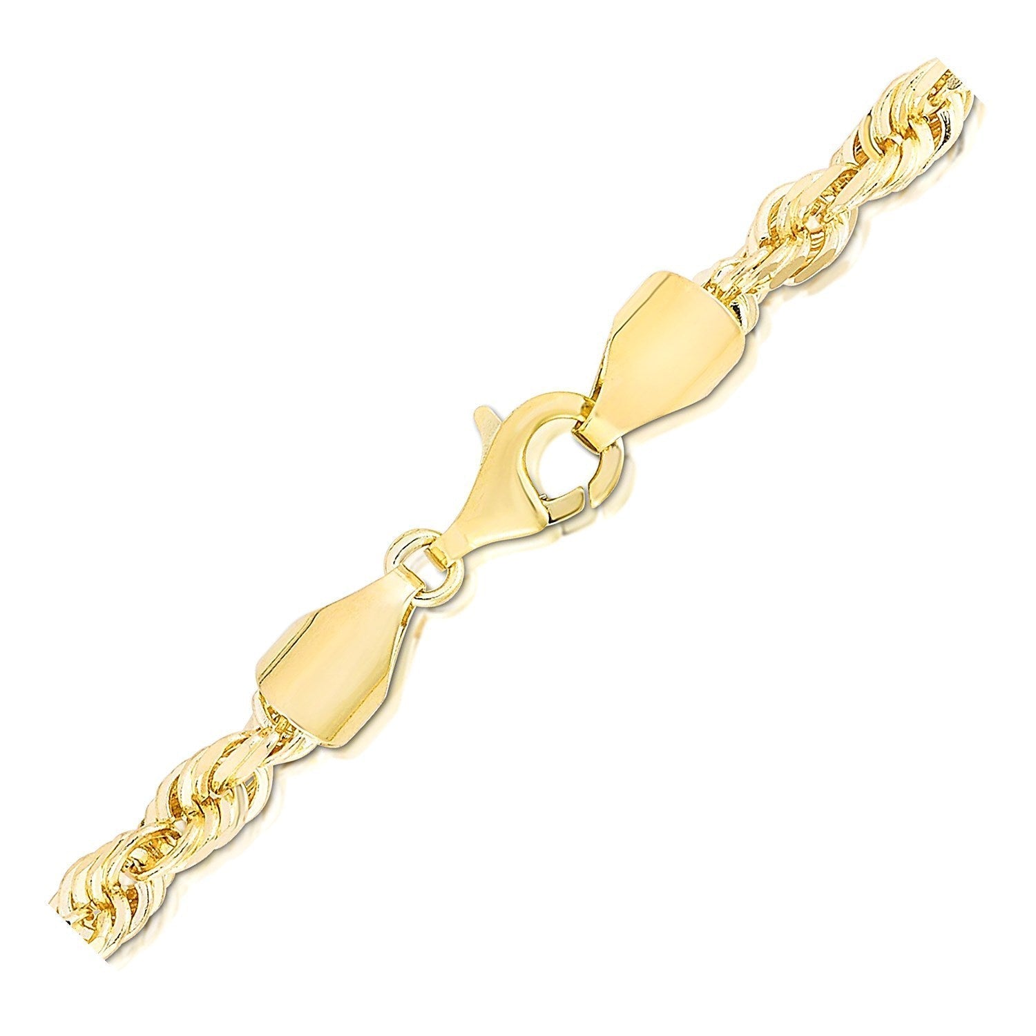5.0mm 14k Yellow Gold Solid Diamond Cut Rope Chain Bids.com