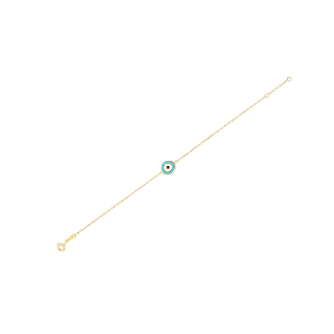 14k Yellow Gold Blue Evil Eye Bracelet (1.00 mm) Bids.com