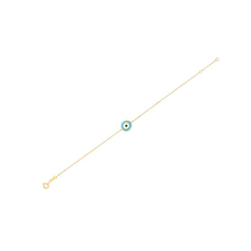 14k Yellow Gold Blue Evil Eye Bracelet (1.00 mm) Bids.com