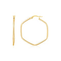 14K Yellow Gold Hexagon Hoop Rounded Edge Earrings Bids.com