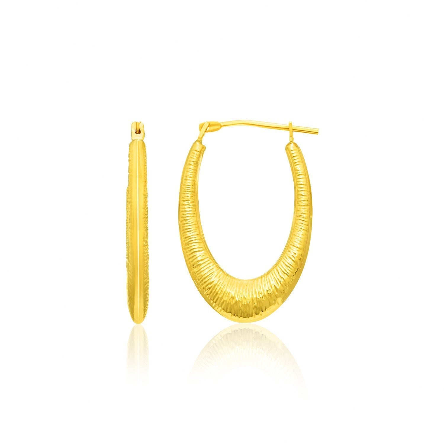 14k Yellow Gold Hoop Earrings in a Graduated Texture Style Bids.com