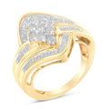 10K Yellow Gold Diamond Bypass Cluster Ring (1 Cttw, I-J Color, I2-I3 Clarity) - Size 7 Bids.com