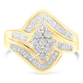 10K Yellow Gold Diamond Bypass Cluster Ring (1 Cttw, I-J Color, I2-I3 Clarity) - Size 7 Bids.com