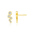 14k Yellow Gold Climber Post Earrings with Circles and Cubic Zirconias Bids.com