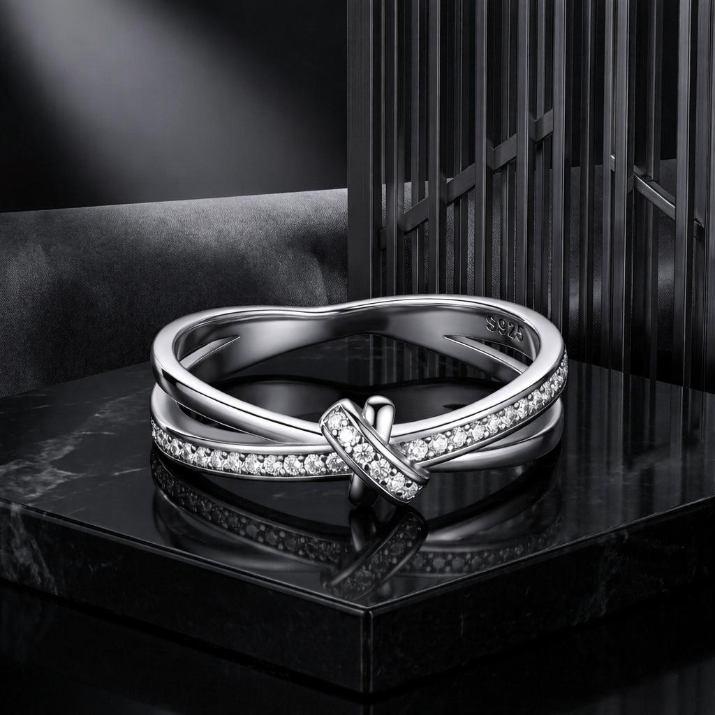S925 Sterling Silver Oxidized Pavé Setting CZ Ring Size 6 for Women Bids.com