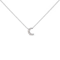 10K White Gold Diamond Accented Crescent Moon Shaped 18