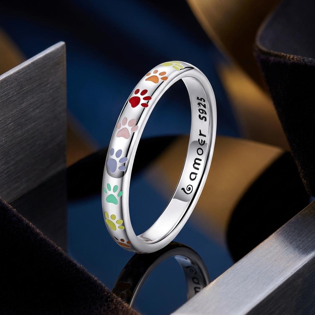 925 Sterling Silver Enamel Oxidized Silver Ring Size 6.0 Bids.com