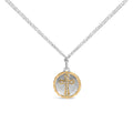 14K Yellow Gold Plated Sterling Silver 1/10 Cttw Diamond Cross Medallion Pendant Necklace Bids.com