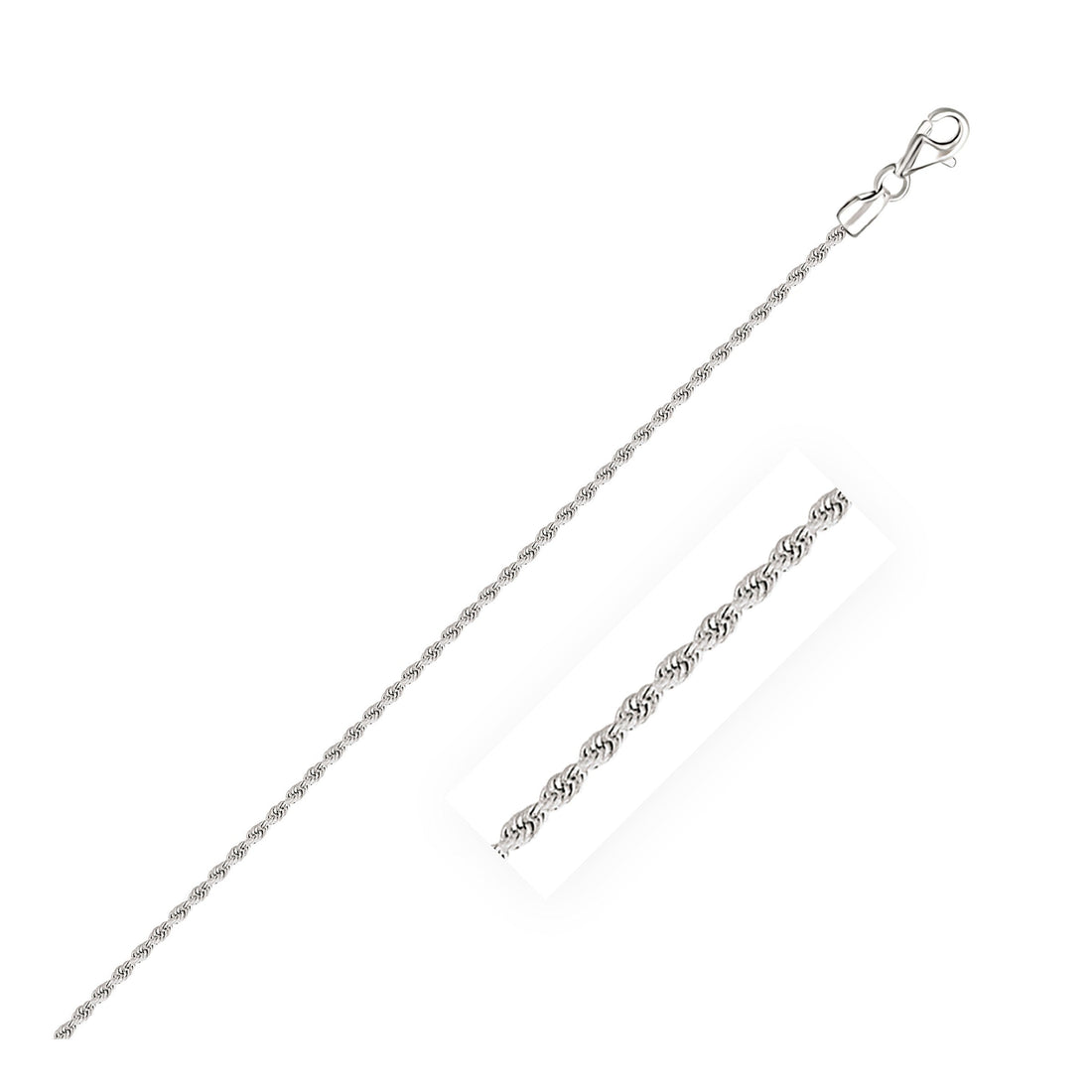 2.0mm 14k White Gold Solid Diamond Cut Rope Chain Bids.com