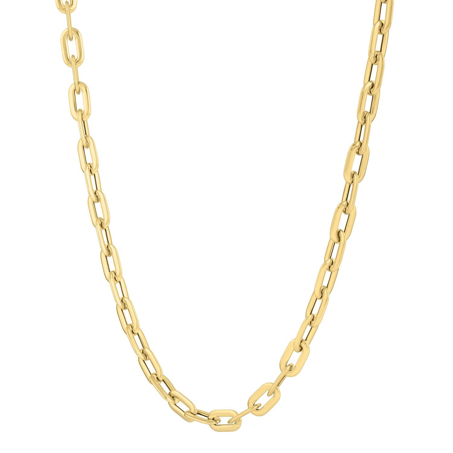 14k Yellow Gold Oval Domed Paperclip Chain Necklace (5.30 mm) Bids.com
