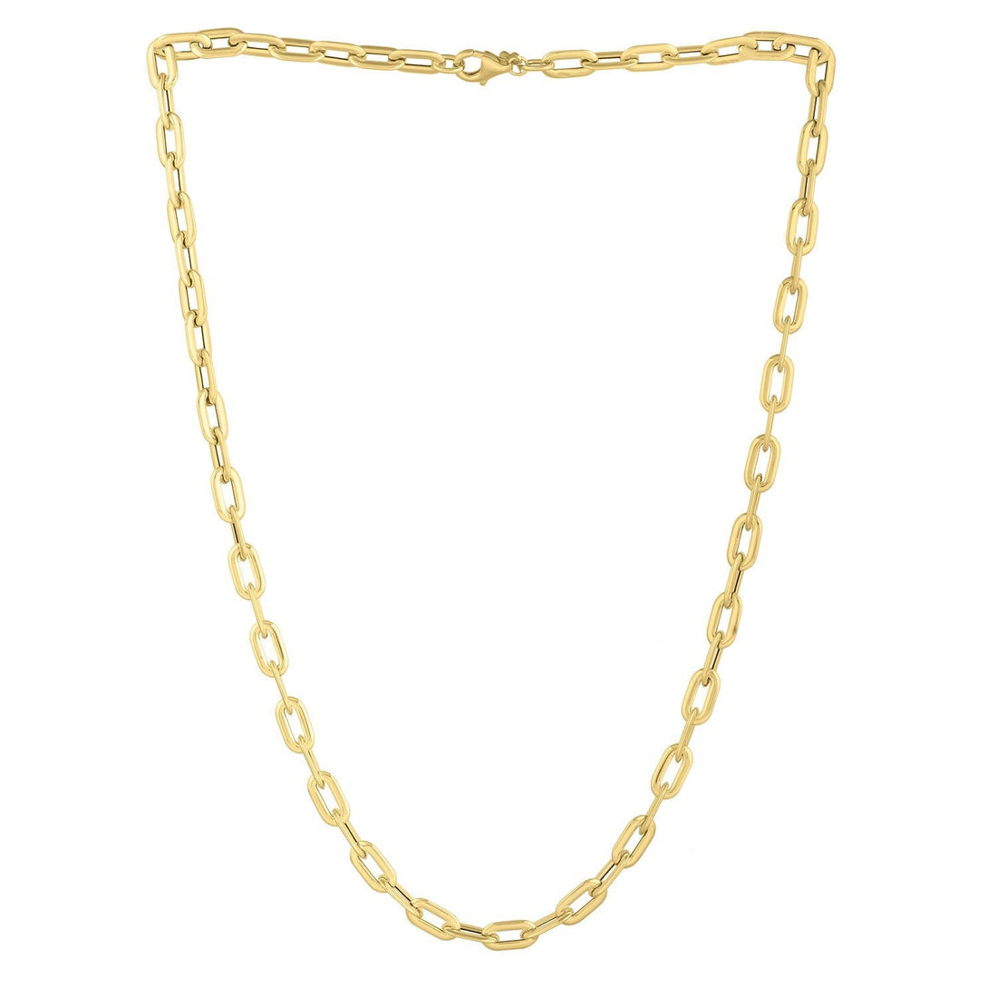 14k Yellow Gold Oval Domed Paperclip Chain Necklace (5.30 mm) Bids.com