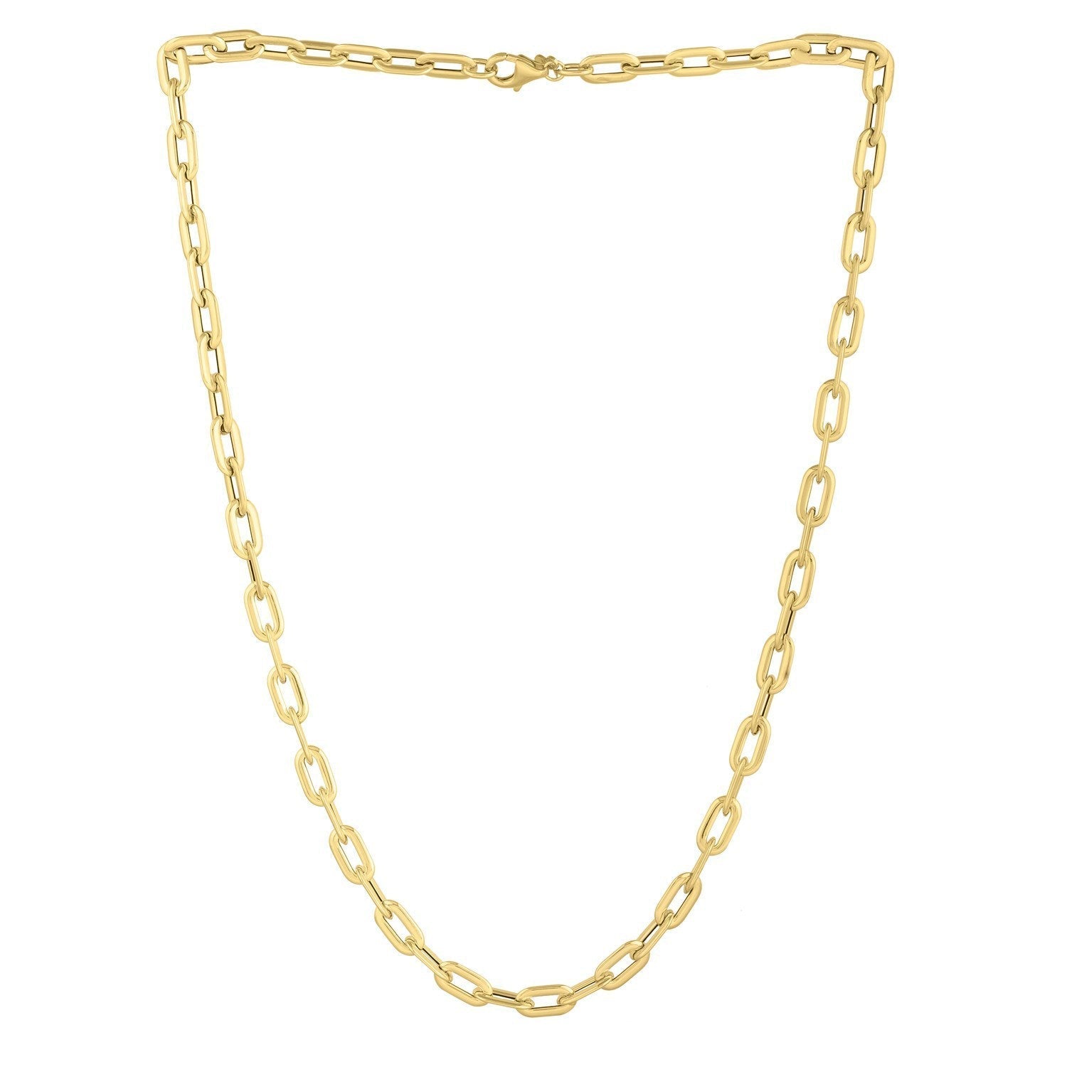 14k Yellow Gold Oval Domed Paperclip Chain Necklace (5.30 mm) Bids.com