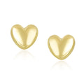 14k Yellow Gold Puffed Heart Shape Shiny Earrings Bids.com