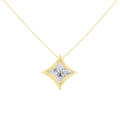 10K White Gold 1/10 Cttw Bezel Set Solitaire Princess Cut Diamond Kite Shaped Pendent Necklace - 18