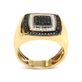 Men's 10K Yellow Gold 3/4 Cttw White and Black Treated Diamond Ring Band (Black / I-J Color, I2-I3 Clarity) - Size 10 Bids.com