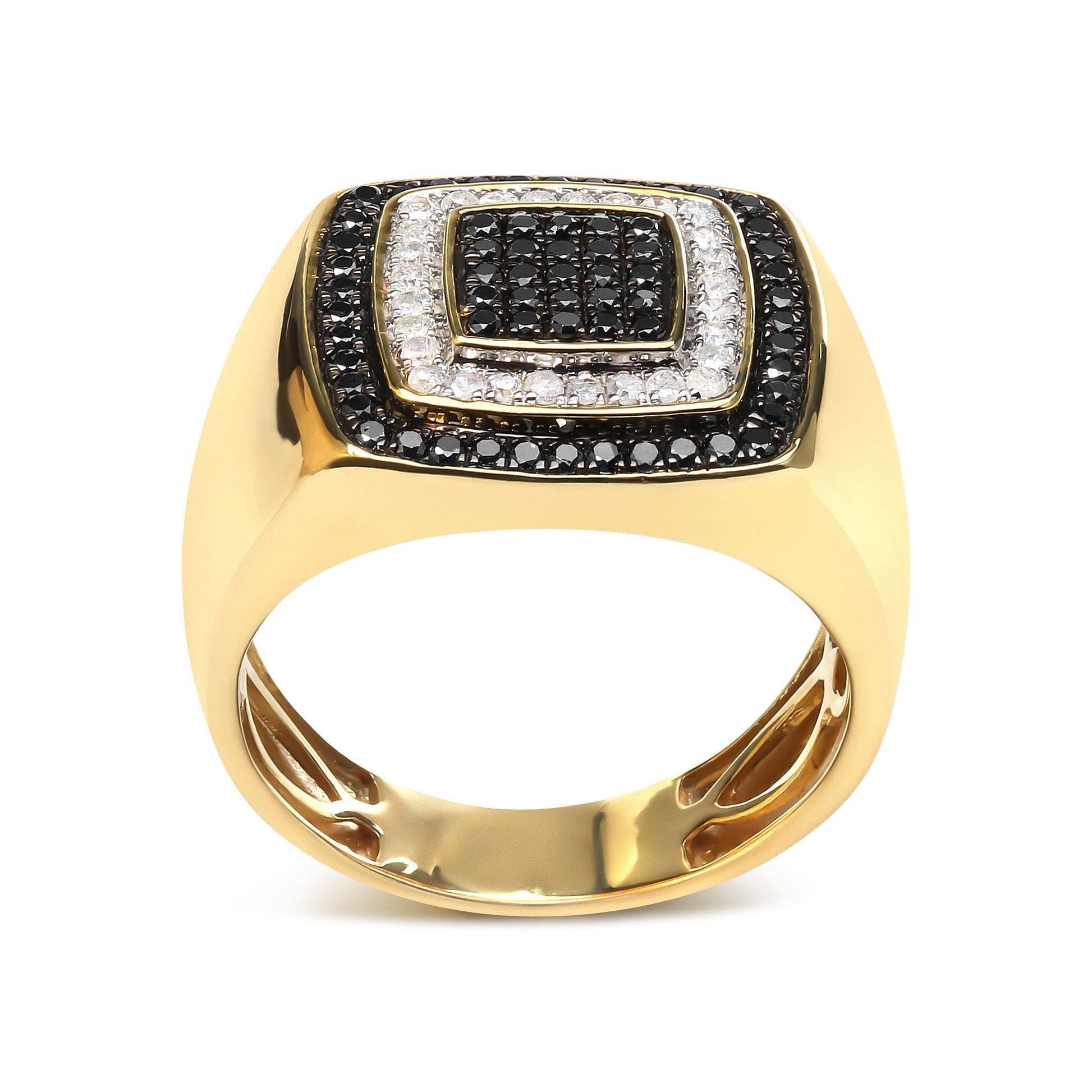 Men's 10K Yellow Gold 3/4 Cttw White and Black Treated Diamond Ring Band (Black / I-J Color, I2-I3 Clarity) - Size 10 Bids.com