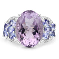 6.62 Carat Genuine Amethyst, Tanzanite and White Topaz .925 Sterling Silver Ring Bids.com