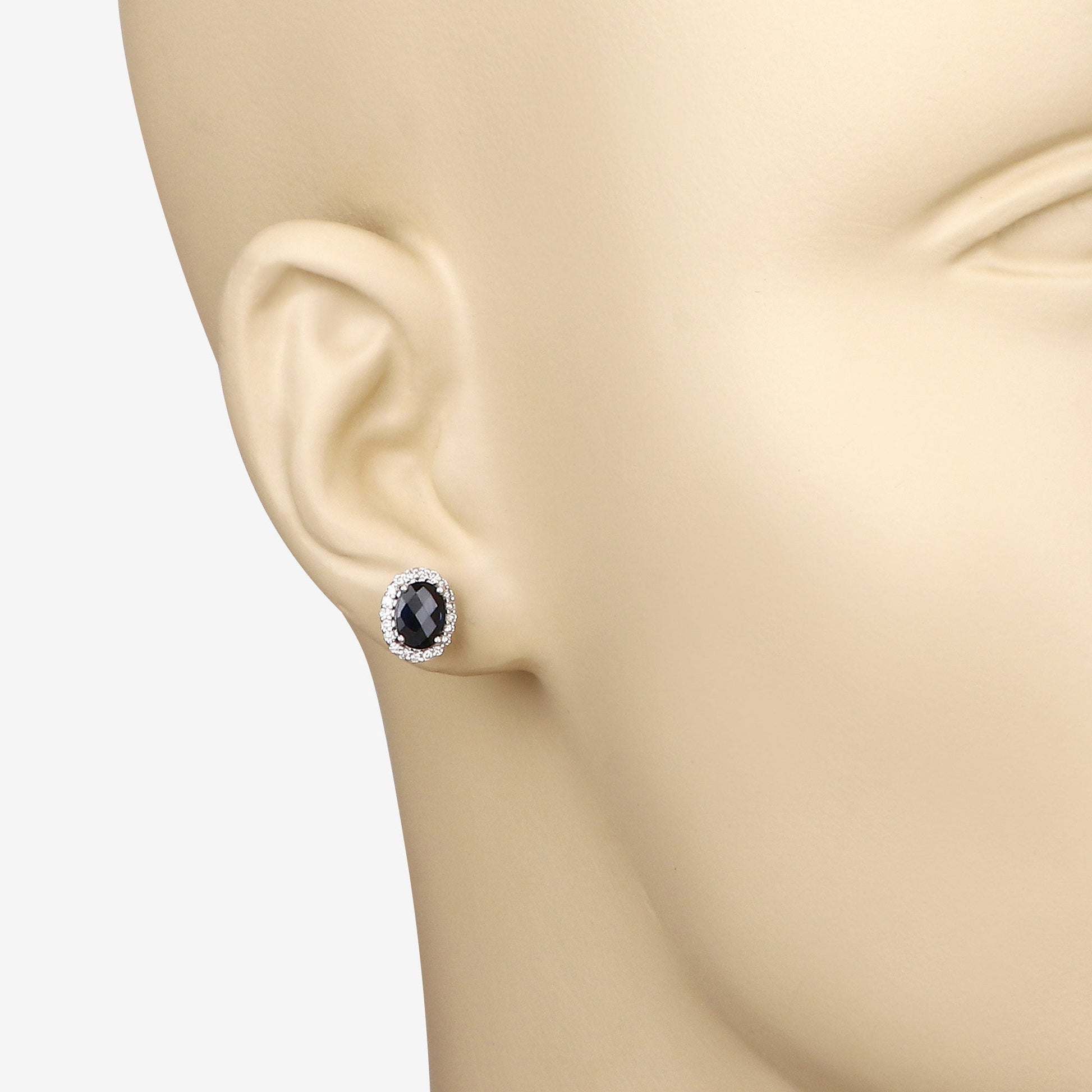 2.16 Carat Genuine Blue Sapphire and White Diamond 14K White Gold Earrings Bids.com