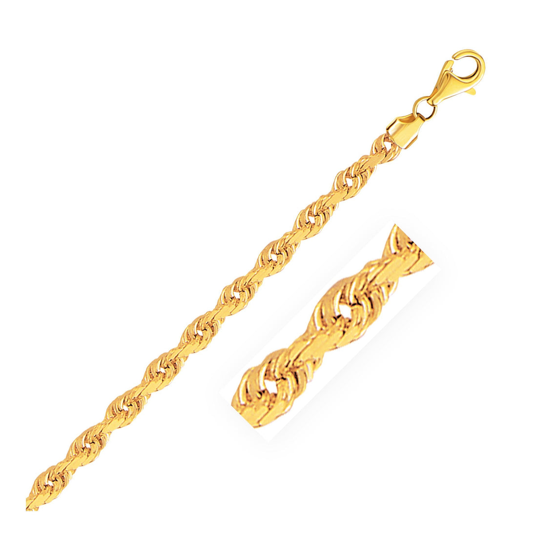 5.0mm 14k Yellow Gold Solid Diamond Cut Rope Chain Bids.com