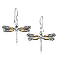 18k Yellow Gold and Sterling Silver Dragonfly Motif Drop Earrings Bids.com