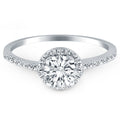 14k White Gold Diamond Halo Collar Engagement Ring Bids.com