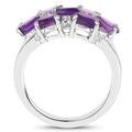 3.05 Carat Genuine  Amethyst and White Topaz .925 Sterling Silver Ring Bids.com