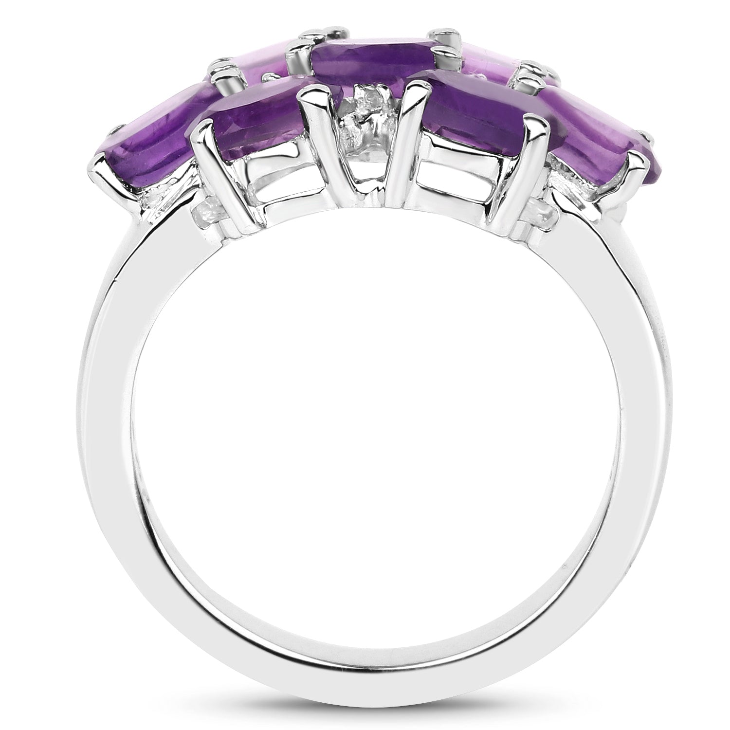 3.05 Carat Genuine  Amethyst and White Topaz .925 Sterling Silver Ring Bids.com