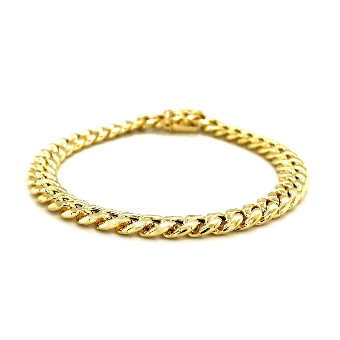 10k Yellow Gold Semi Solid Miami Cuban Bracelet (7.20 mm) Bids.com
