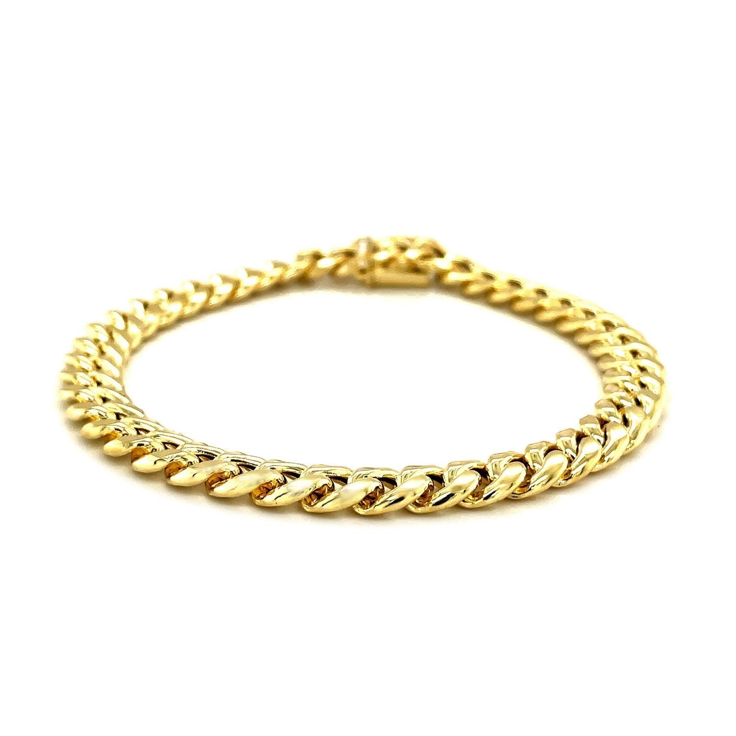 10k Yellow Gold Semi Solid Miami Cuban Bracelet (7.20 mm) Bids.com