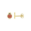 14K Yellow Gold Ladybug Enamel Earrings Bids.com
