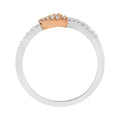 10K Rose Gold over .925 Sterling Silver 1/5 Cttw Diamond Two Tone Open Heart Promise or Fashion Ring (I-J Color, I2-I3 Clarity) - Size 6 Bids.com