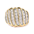 14K Yellow Gold Plated .925 Sterling Silver 2.00 Cttw Diamond Multi Row Band Ring (J-K Color, I1-I2 Clarity) - Ring Size 7 Bids.com