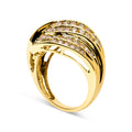 10K Yellow Gold 2.0 Cttw Channel Set Diamond Cocktail Swirl Band Ring (K-L Color, I1-I2 Clarity) - Ring Size 7 Bids.com