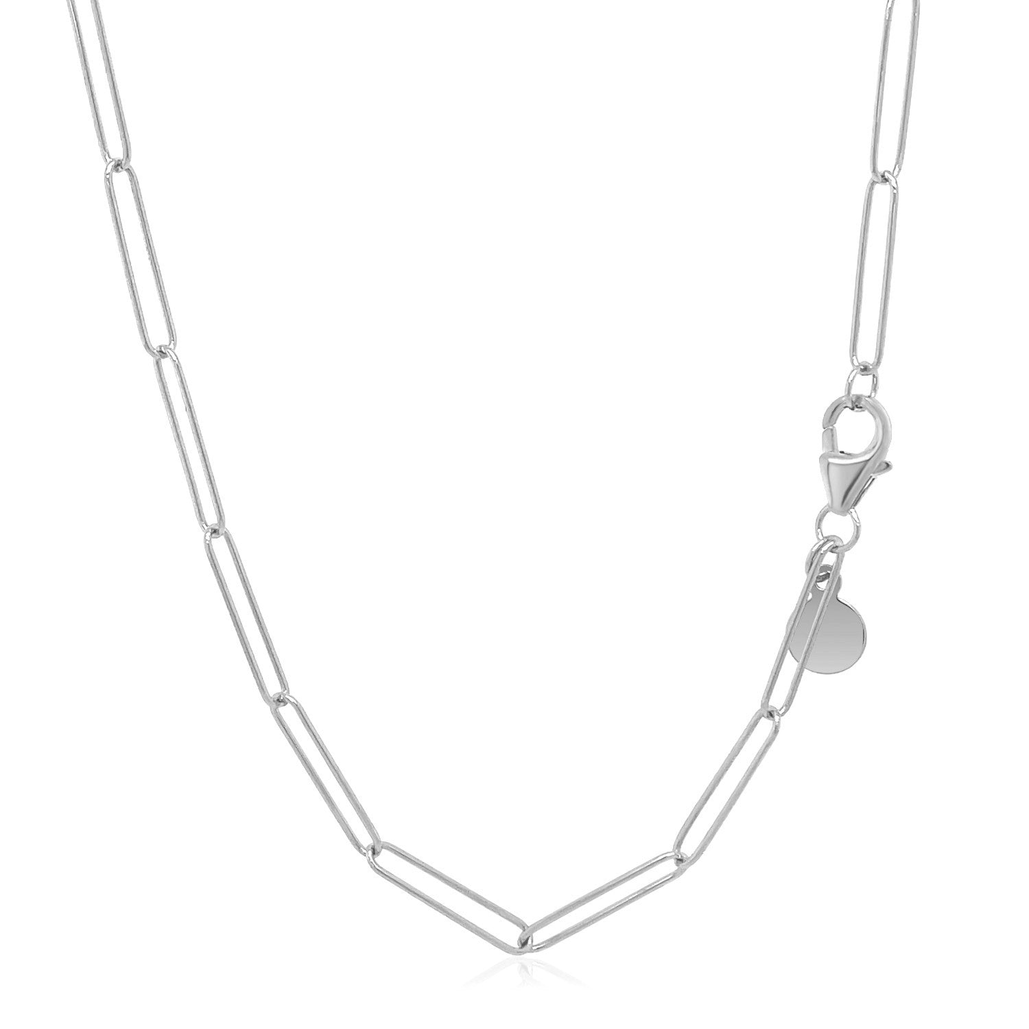 14k White Gold Wire Paperclip Chain (2.7mm) Bids.com