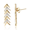 18K Yellow Gold Plated .925 Sterling Silver 1/5 Cttw Diamond Chevron Arrow Stud Earring (I-J Color, I2-I3 Clarity) Bids.com