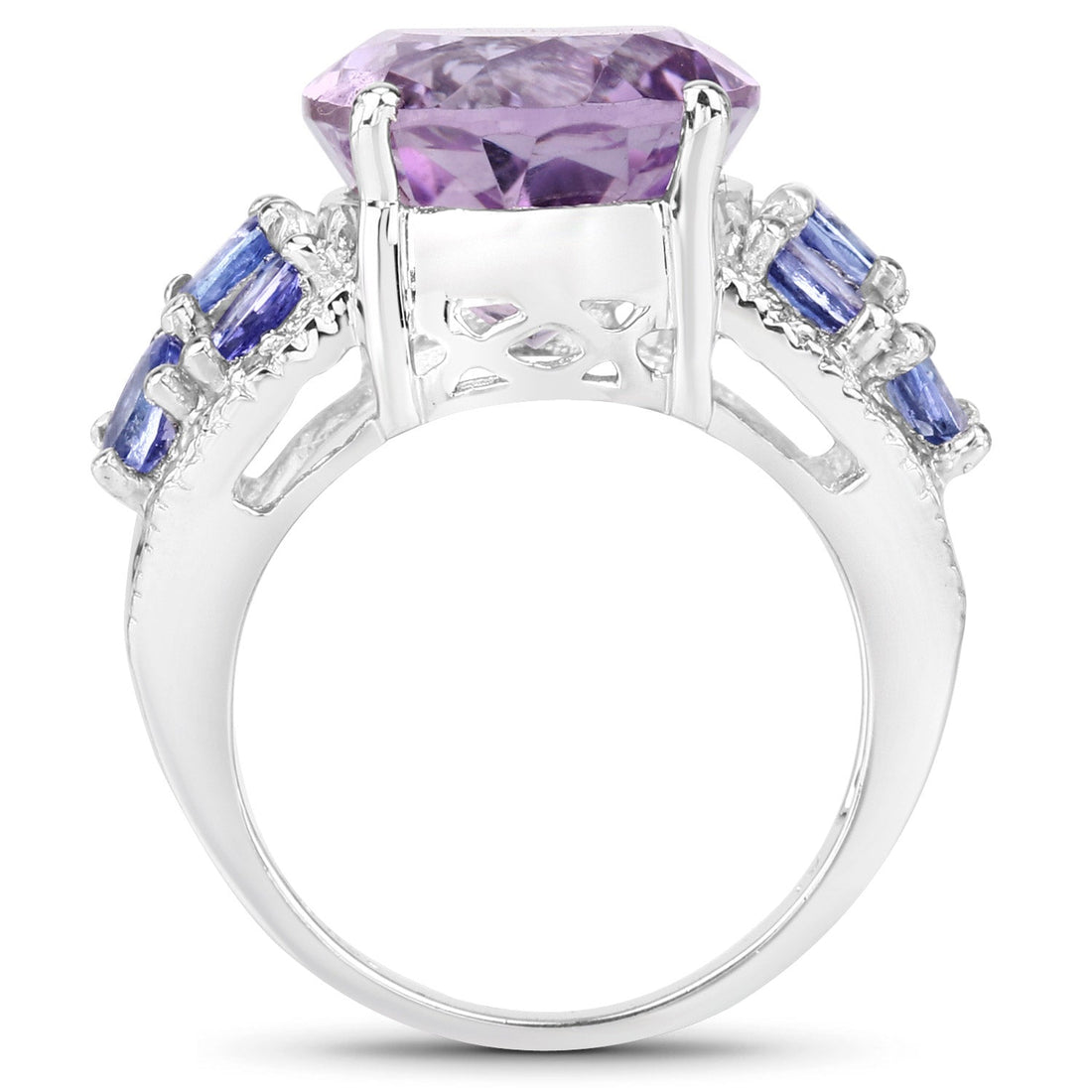 6.62 Carat Genuine Amethyst, Tanzanite and White Topaz .925 Sterling Silver Ring Bids.com