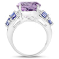 6.62 Carat Genuine Amethyst, Tanzanite and White Topaz .925 Sterling Silver Ring Bids.com