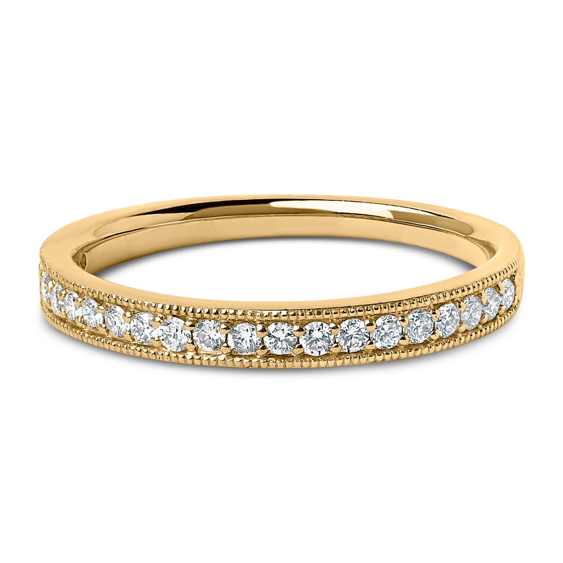 14K Yellow Gold 1/4 Cttw Round Diamond Milgrain Wedding Band (I-J Color, SI2-I1 Clarity) - Size 6.5 Bids.com