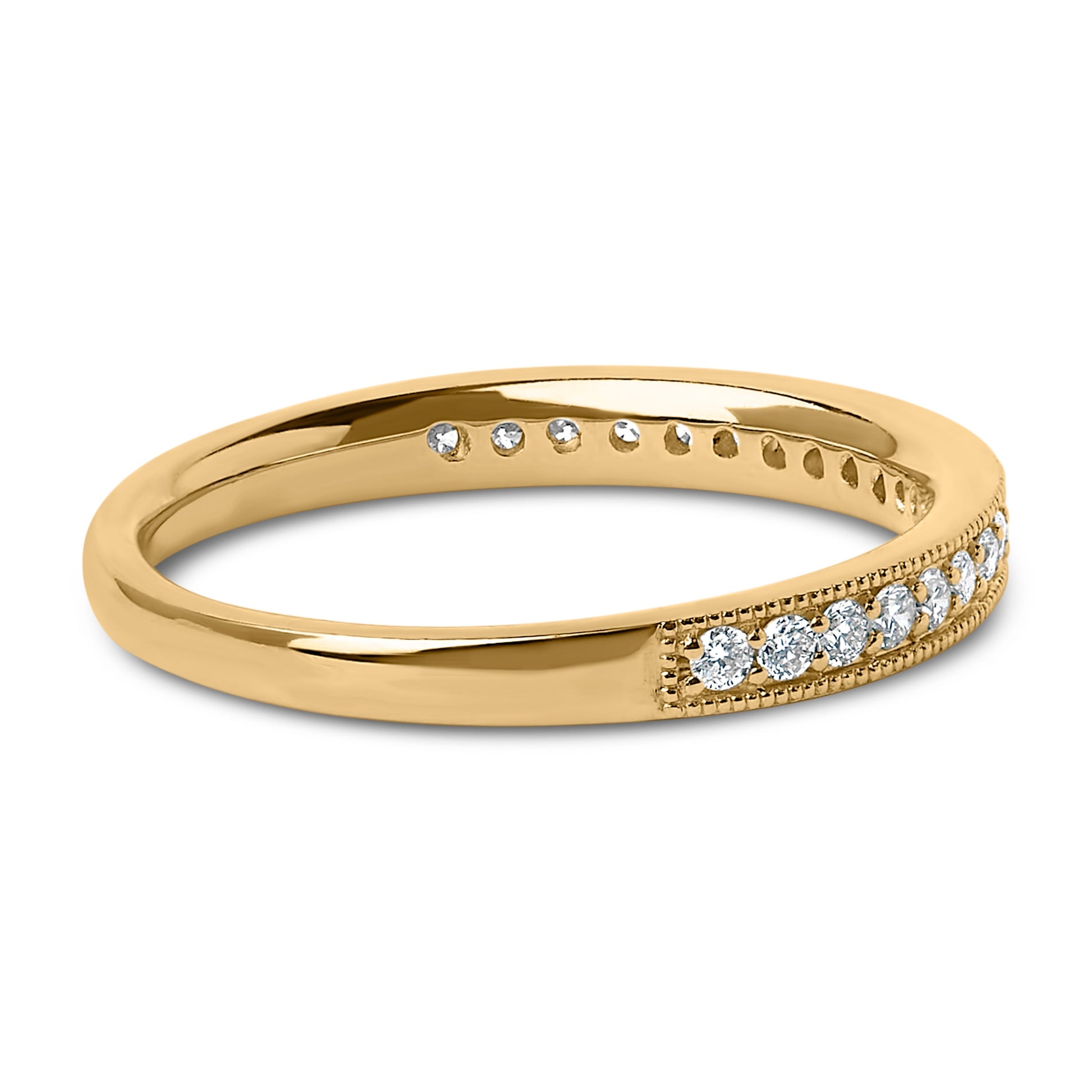 14K Yellow Gold 1/4 Cttw Round Diamond Milgrain Wedding Band (I-J Color, SI2-I1 Clarity) - Size 6.5 Bids.com
