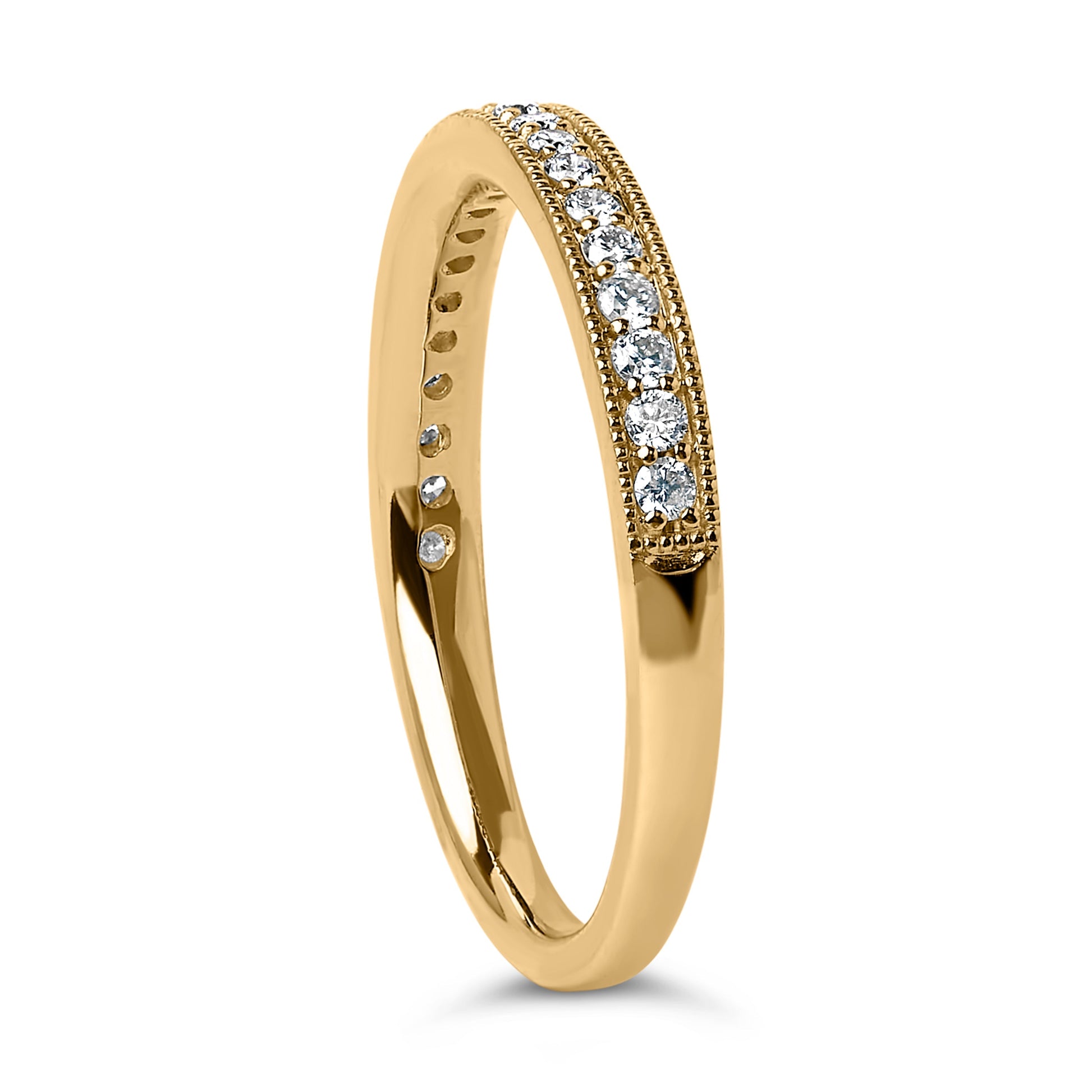 14K Yellow Gold 1/4 Cttw Round Diamond Milgrain Wedding Band (I-J Color, SI2-I1 Clarity) - Size 6.5 Bids.com
