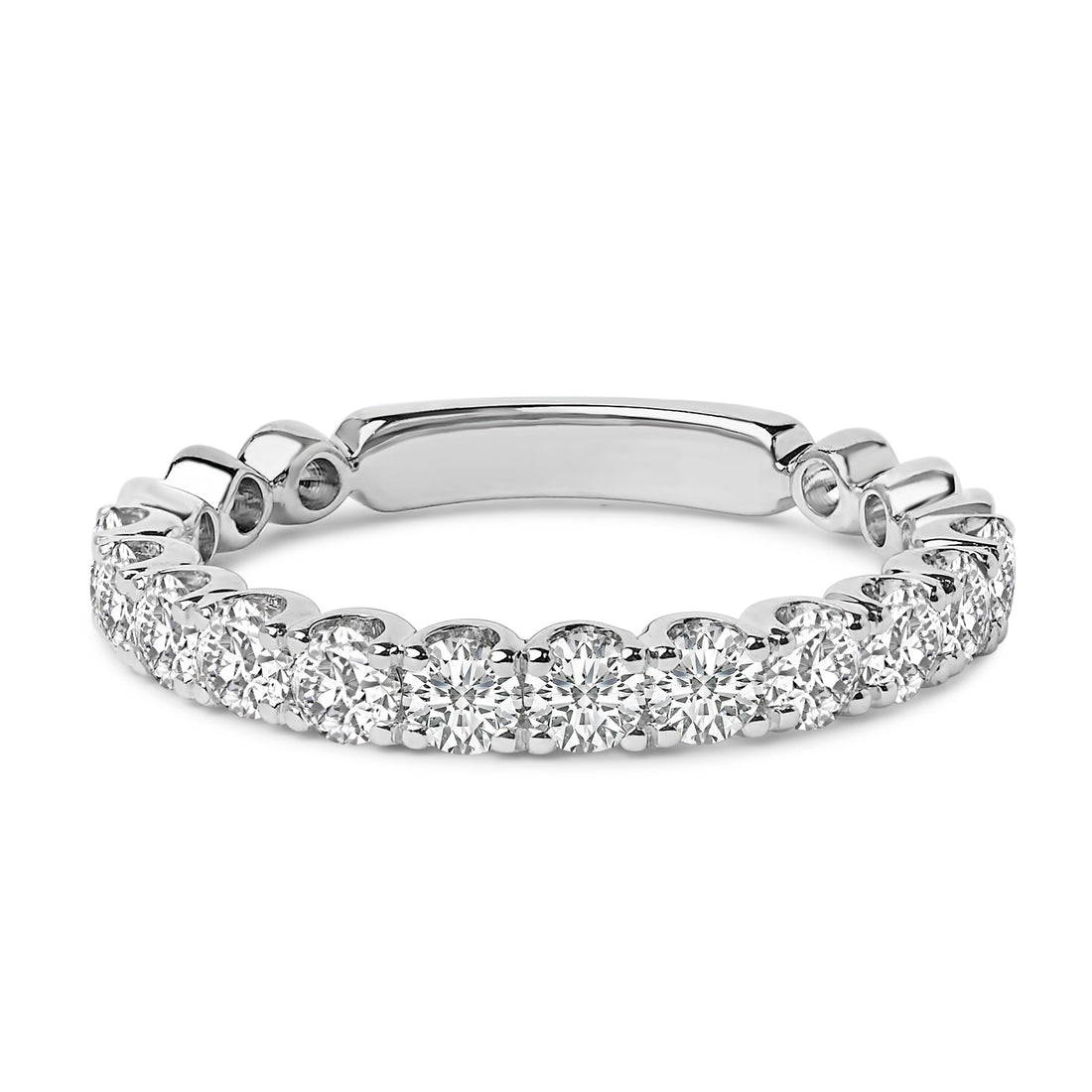 14K White Gold 1.00 Cttw Round Diamond Prong Set Wedding Band Bids.com