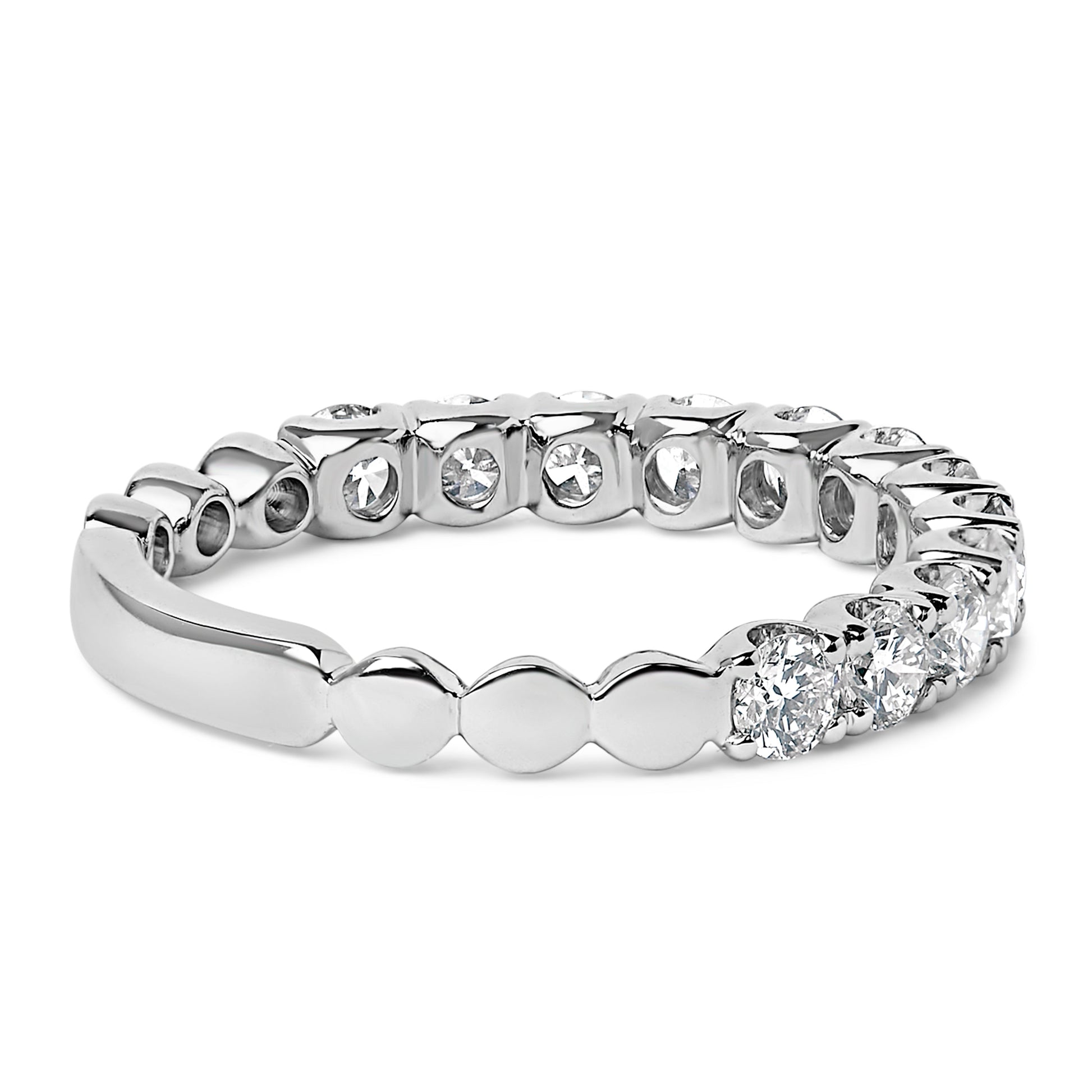 14K White Gold 1.00 Cttw Round Diamond Prong Set Wedding Band Bids.com