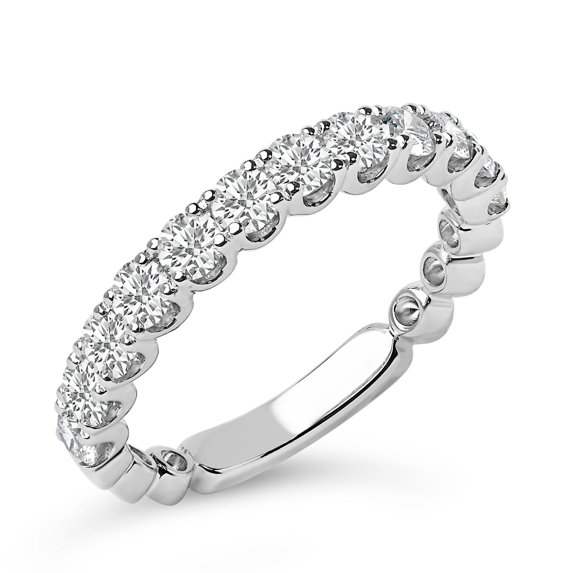 14K White Gold 1.00 Cttw Round Diamond Prong Set Wedding Band Bids.com