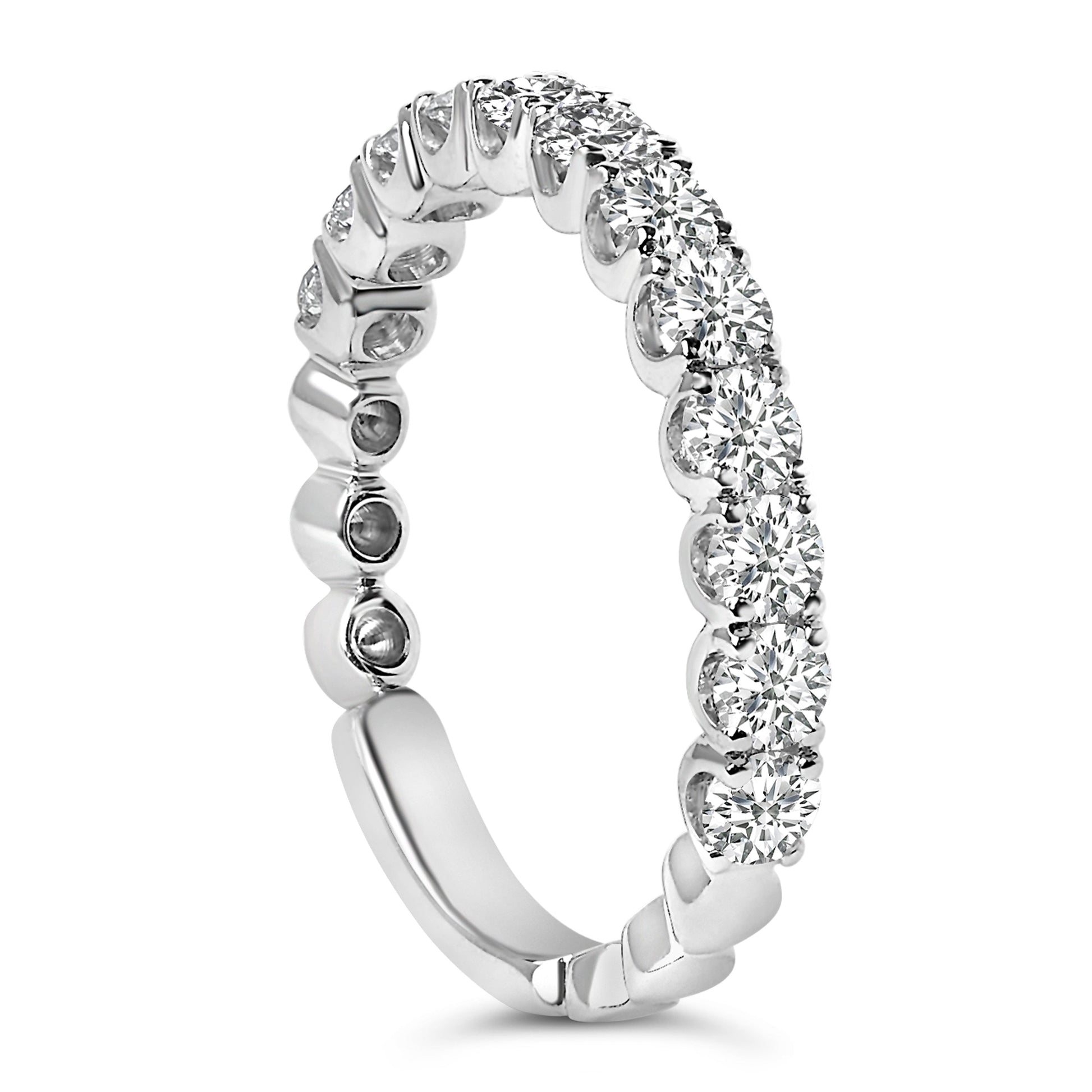 14K White Gold 1.00 Cttw Round Diamond Prong Set Wedding Band Bids.com