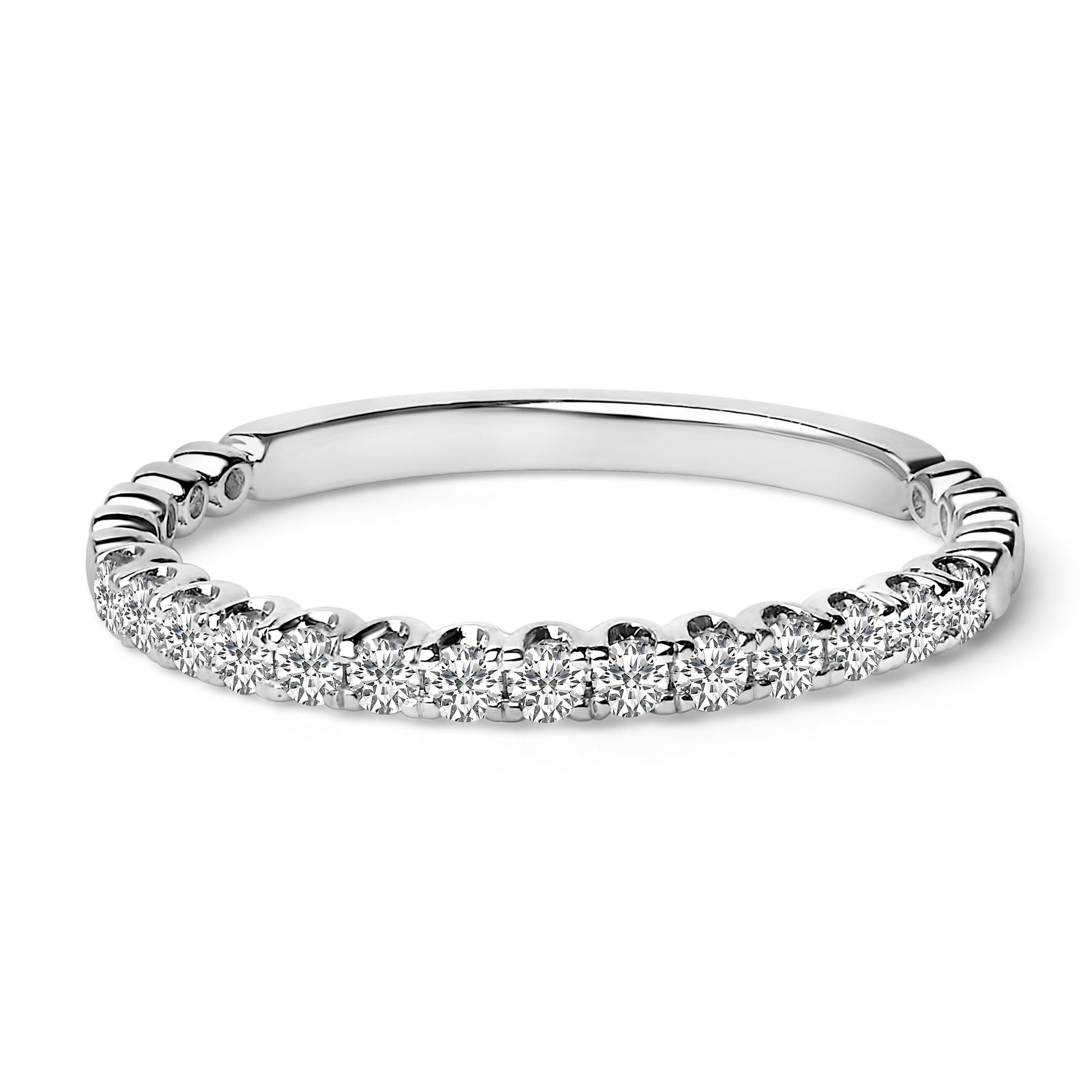14K White Gold 1/4 Cttw Round Diamond Prong Set Wedding Band Bids.com