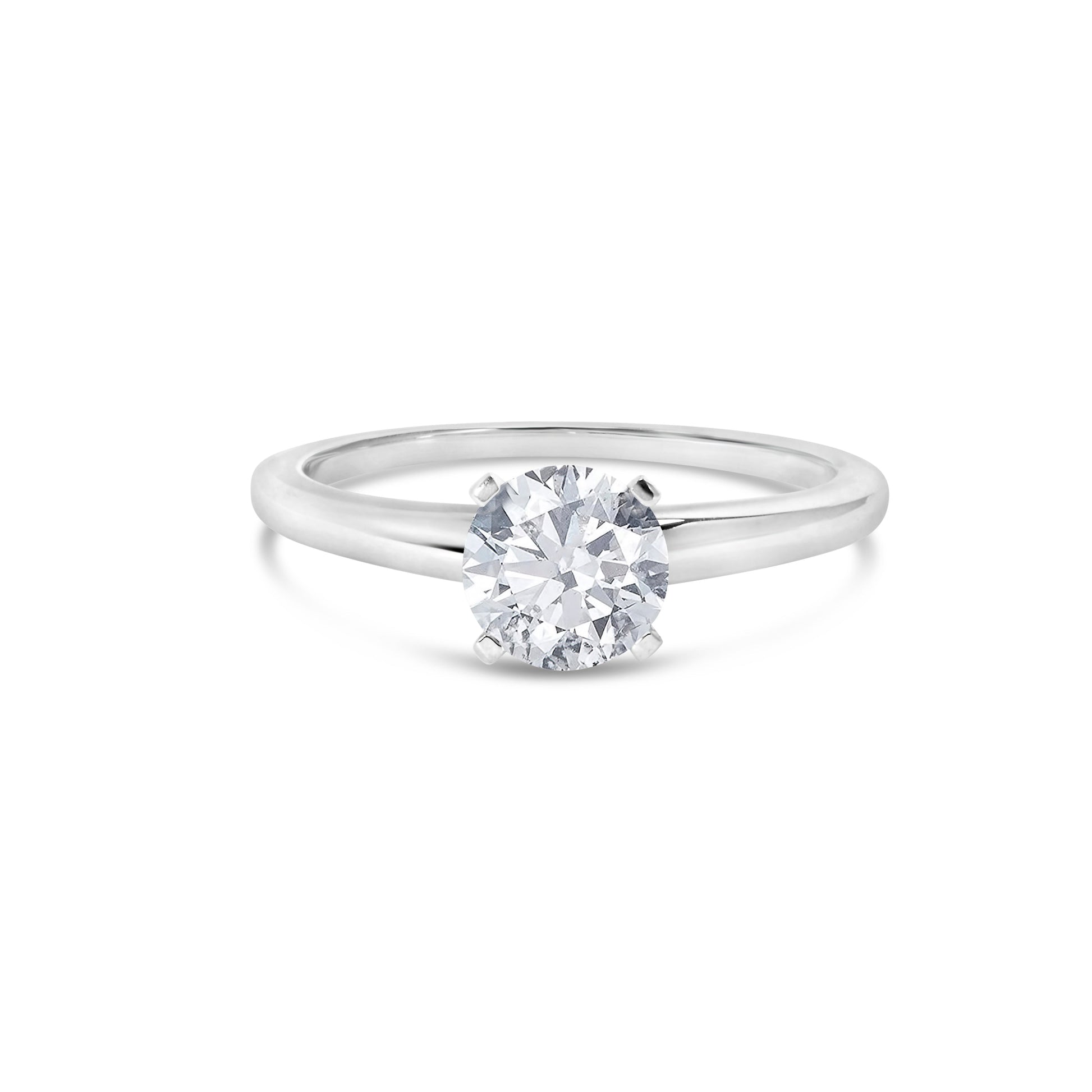 14K White Gold 1.0 Cttw Round Lab Grown Diamond 4 Prong Solitaire Engagement Ring (F-G Color, VS2-SI1 Clarity) - Ring Size 7 Bids.com