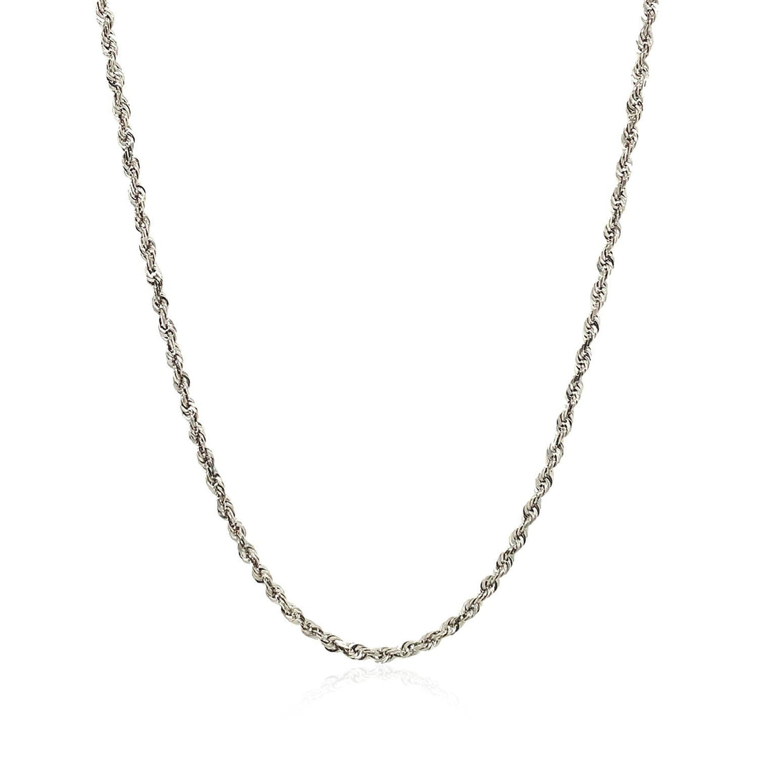 2.0mm 14k White Gold Solid Diamond Cut Rope Chain Bids.com