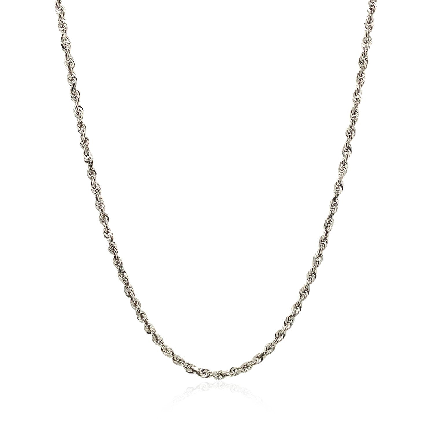 2.0mm 14k White Gold Solid Diamond Cut Rope Chain Bids.com