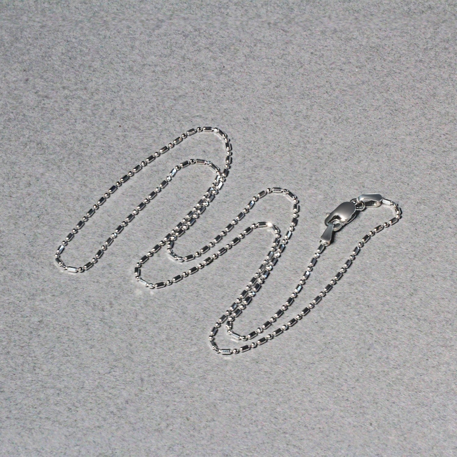 14k White Gold Diamond-Cut Bead Chain 1.0mm Bids.com