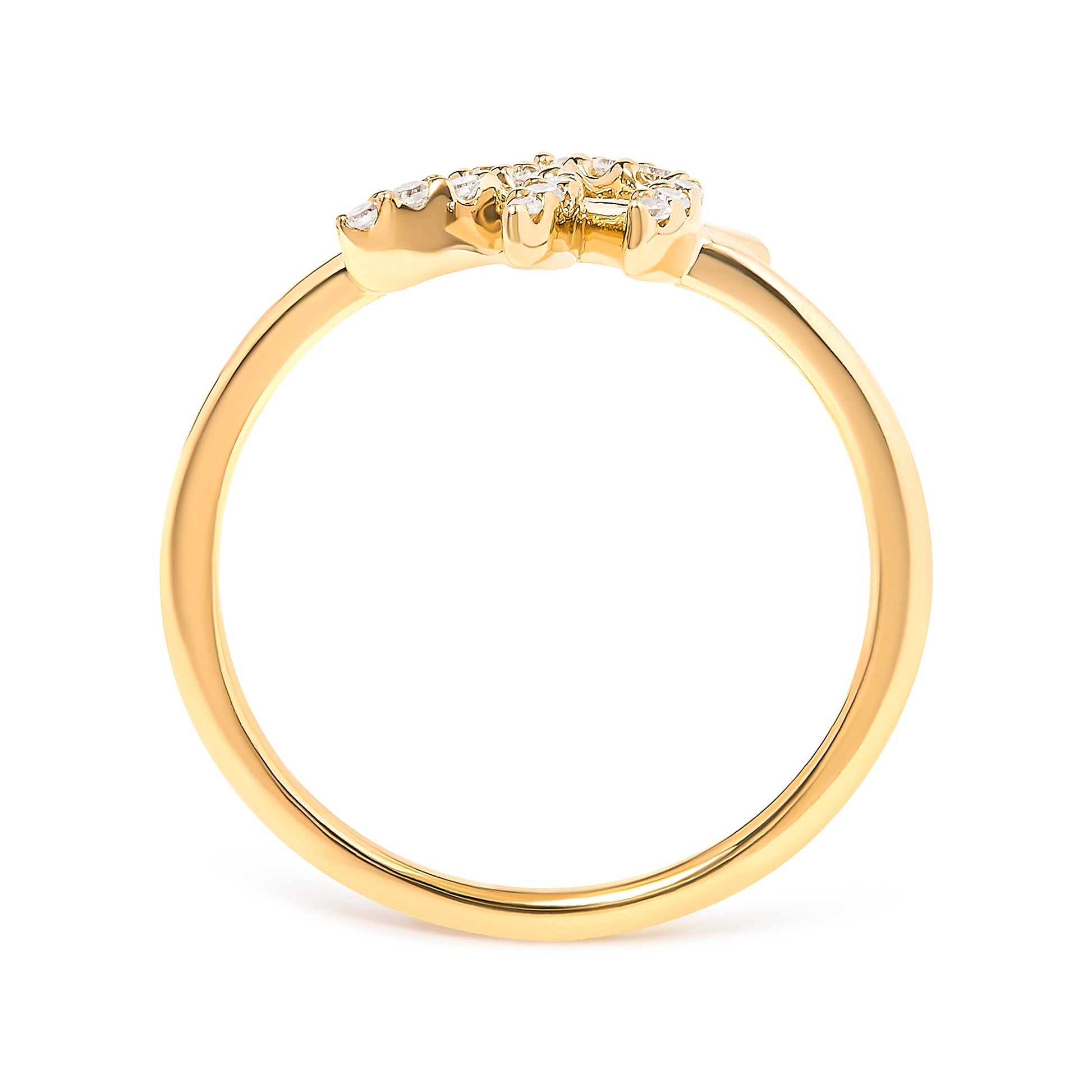 10K Yellow Gold 1/10 Cttw Diamond Leaf and Branch Ring (H-I Color, I1-I2 Clarity) - Ring Size 7 Bids.com